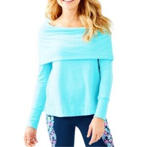NWT Lilly Pulitzer Womens Belinda Pullover XL Cowl Neck Modal Blue Barbiecore‎